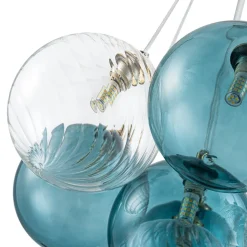 Art Deco Blue Hue Cluster Glass Globe Bubble Chandelier