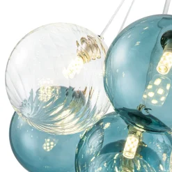 Art Deco Blue Hue Cluster Glass Globe Bubble Chandelier