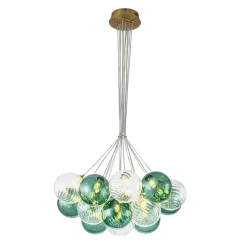 Art Deco Blue Hue Cluster Glass Globe Bubble Chandelier