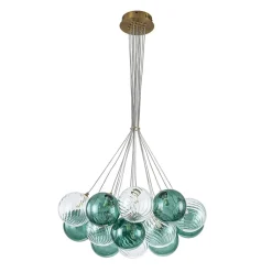 Art Deco Blue Hue Cluster Glass Globe Bubble Chandelier