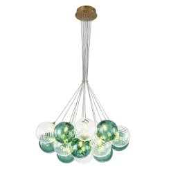 Art Deco Blue Hue Cluster Glass Globe Bubble Chandelier