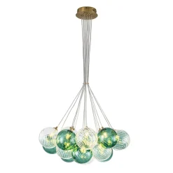 Art Deco Blue Hue Cluster Glass Globe Bubble Chandelier