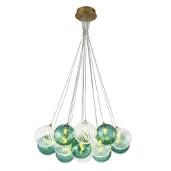 Art Deco Blue Hue Cluster Glass Globe Bubble Chandelier