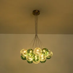 Art Deco Blue Hue Cluster Glass Globe Bubble Chandelier