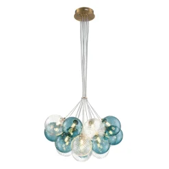 Art Deco Blue Hue Cluster Glass Globe Bubble Chandelier
