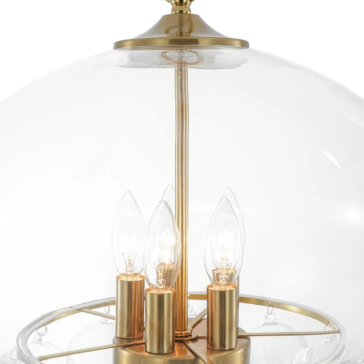 Art Deco Brass Tiered Clear Glass Jellyfish Style Chandelier