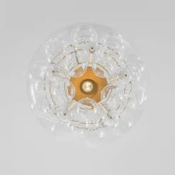 Art Deco Brass Tiered Clear Glass Jellyfish Style Chandelier