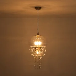 Art Deco Brass Tiered Clear Glass Jellyfish Style Chandelier
