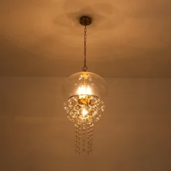 Art Deco Brass Tiered Clear Glass Jellyfish Style Chandelier