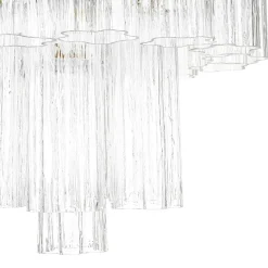 Art Deco Cluster Glass Textured Tube Round Tiered Chandelier