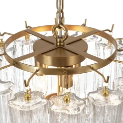 Art Deco Cluster Glass Textured Tube Round Tiered Chandelier