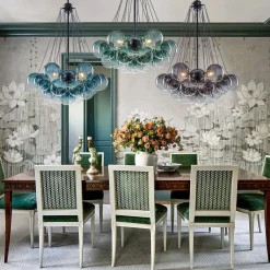 Art Deco Color Cluster Glass Globe Bubble Chandelier