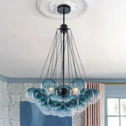 Art Deco Color Cluster Glass Globe Bubble Chandelier