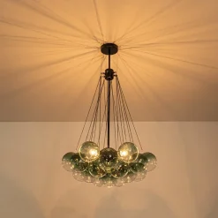Art Deco Color Cluster Glass Globe Bubble Chandelier