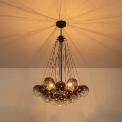 Art Deco Color Cluster Glass Globe Bubble Chandelier