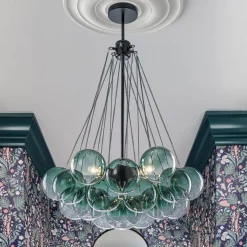 Art Deco Color Cluster Glass Globe Bubble Chandelier