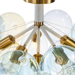 Art Deco Colorful Glass Cluster Bubble Semi Flush Chandelier
