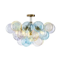 Art Deco Colorful Glass Cluster Bubble Semi Flush Chandelier