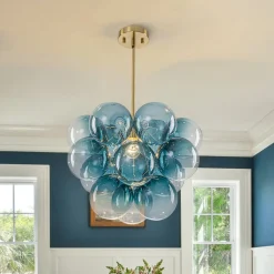 Art Deco Color 1-Light Cluster Glass Globe Bubble Chandelier