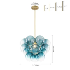 Art Deco Color 1-Light Cluster Glass Globe Bubble Chandelier