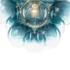 Art Deco Color 1-Light Cluster Glass Globe Bubble Chandelier