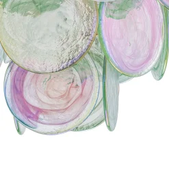 Art Deco Green Iridescent Swirl Glass Tiered Chandelier