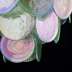 Art Deco Green Iridescent Swirl Glass Tiered Chandelier