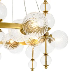 Art Deco 10-Light Glass Globe Bubble Circle Chandelier