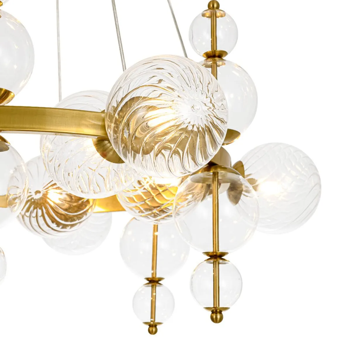 Art Deco 10-Light Glass Globe Bubble Circle Chandelier