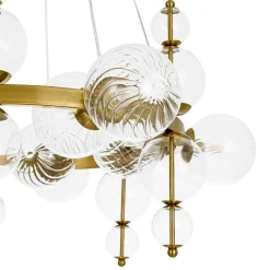 Art Deco 10-Light Glass Globe Bubble Circle Chandelier