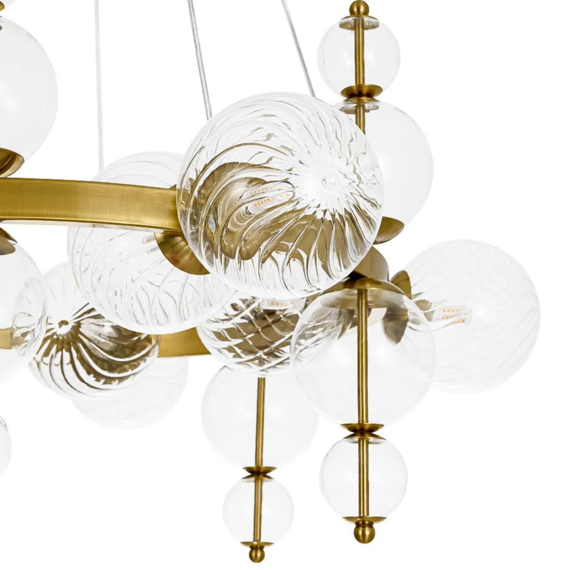 Art Deco 10-Light Glass Globe Bubble Circle Chandelier