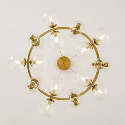 Art Deco 10-Light Glass Globe Bubble Circle Chandelier