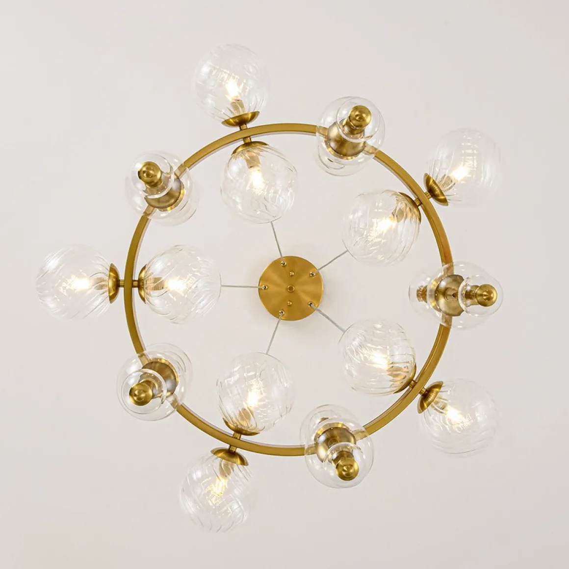 Art Deco 10-Light Glass Globe Bubble Circle Chandelier