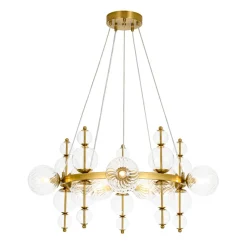Art Deco 10-Light Glass Globe Bubble Circle Chandelier