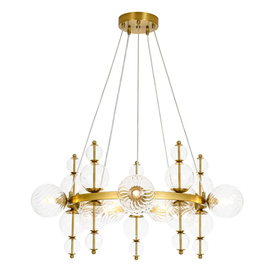 Art Deco 10-Light Glass Globe Bubble Circle Chandelier