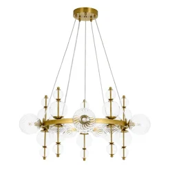 Art Deco 10-Light Glass Globe Bubble Circle Chandelier