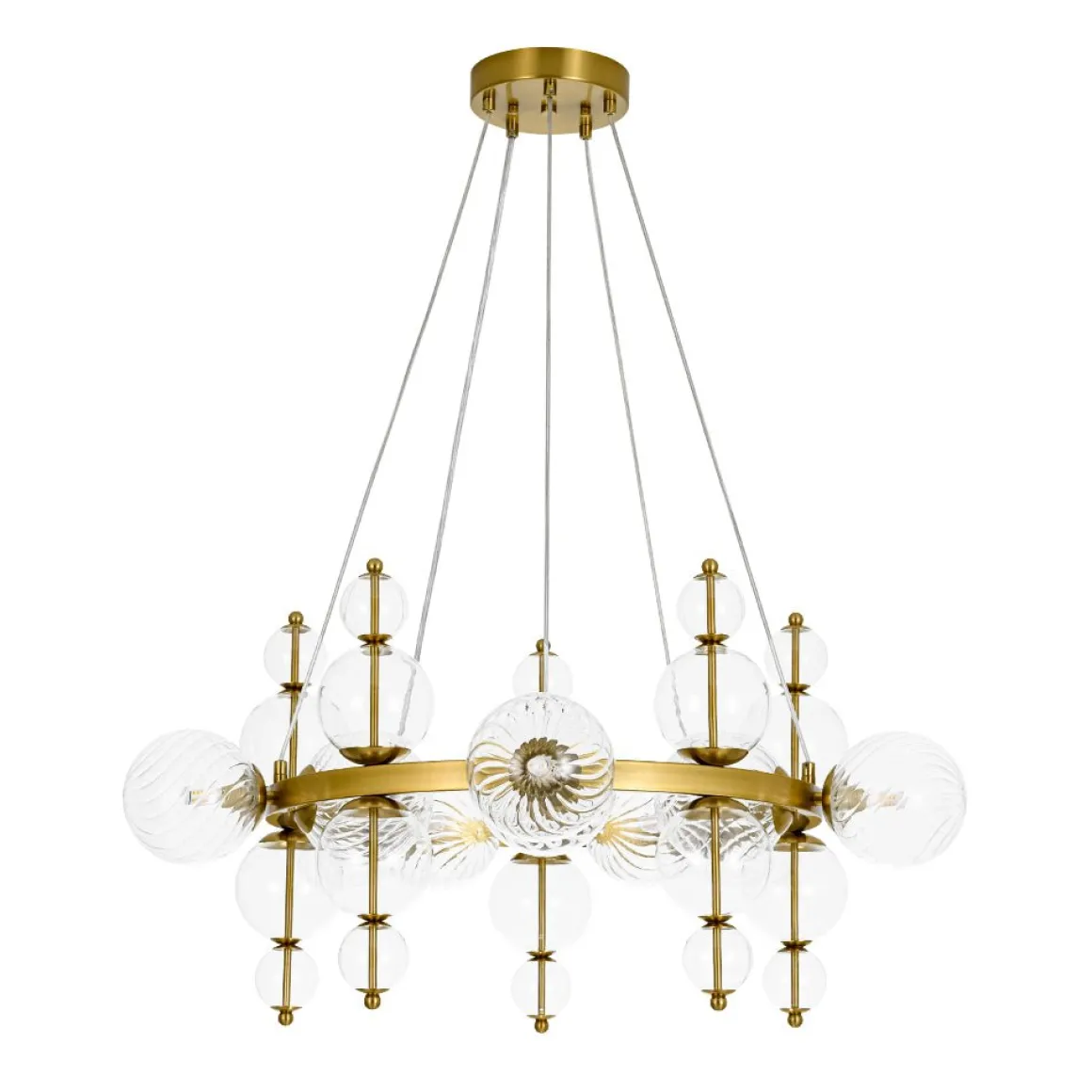 Art Deco 10-Light Glass Globe Bubble Circle Chandelier