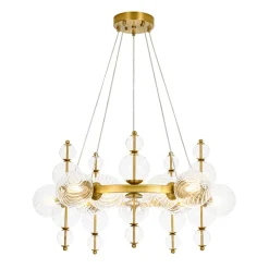 Art Deco 10-Light Glass Globe Bubble Circle Chandelier