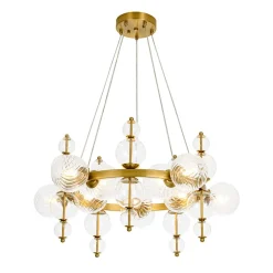 Art Deco 10-Light Glass Globe Bubble Circle Chandelier