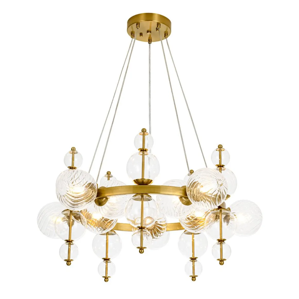 Art Deco 10-Light Glass Globe Bubble Circle Chandelier