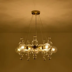 Art Deco 10-Light Glass Globe Bubble Circle Chandelier
