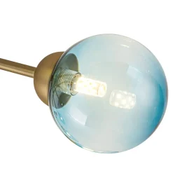 Art Deco 8-Light Sputnik Blue Glass Bubble Semi Flush Mount
