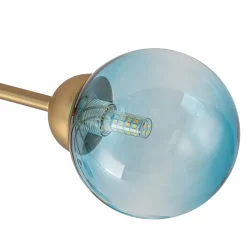 Art Deco 8-Light Sputnik Blue Glass Bubble Semi Flush Mount