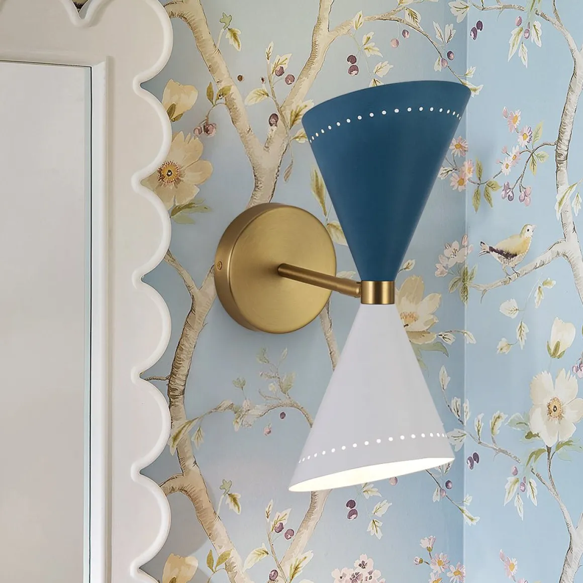 Art Deco 2-Light Up Down Dual Cone Wall Sconce