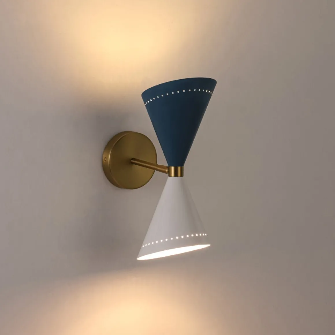 Art Deco 2-Light Up Down Dual Cone Wall Sconce