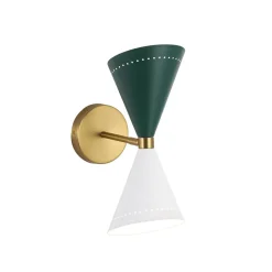 Art Deco 2-Light Up Down Dual Cone Wall Sconce