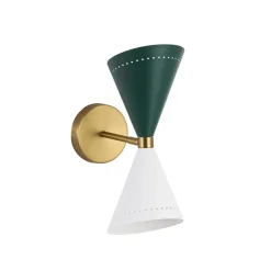 Art Deco 2-Light Up Down Dual Cone Wall Sconce