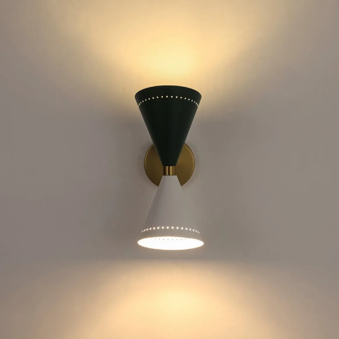 Art Deco 2-Light Up Down Dual Cone Wall Sconce