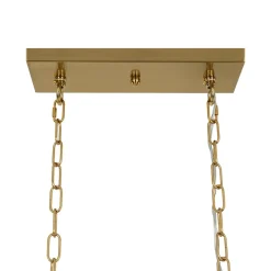 Art Deco Luxury Brass Crystal Linear Cage Island Chandelier
