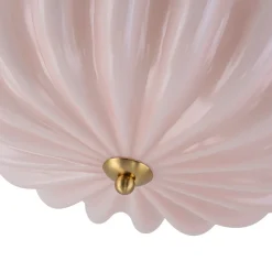 Art Deco Pleated Flower Shine Glass Semi Flush Mount
